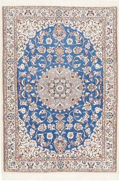 Tappeto Nain 9la Persia Medaglione Blu Crema 107x152 Cm