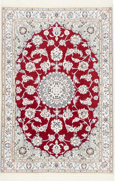 Tappeto Nain 9la Persia Medaglione Rosso Crema 101x151 Cm