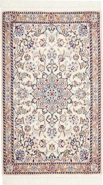 Tappeto Nain 9la Persia Medaglione Avorio Blu 60x98 Cm
