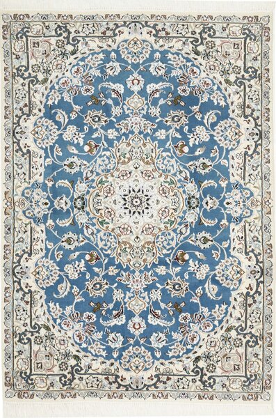 Tappeto Nain 9la Persia Medaglione Blu Avorio 103x155 Cm