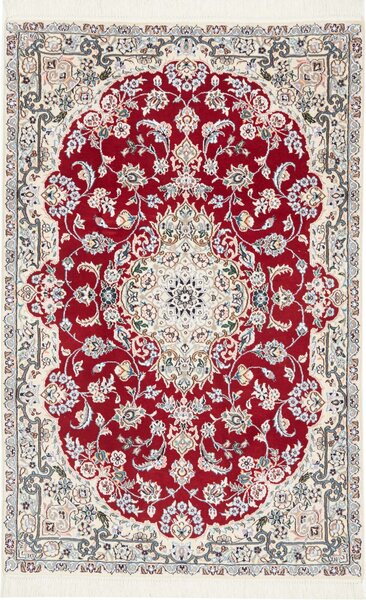Tappeto Nain 9la Persia Medaglione Rosso Rubino Crema 102x157 Cm