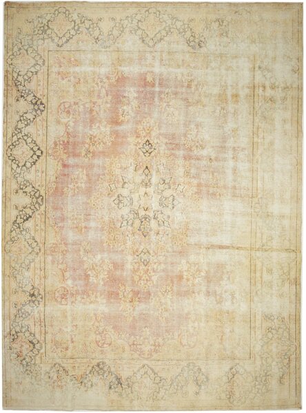 Tappeto Vintage Persia Medaglione Rosa Crema 299x404 Cm