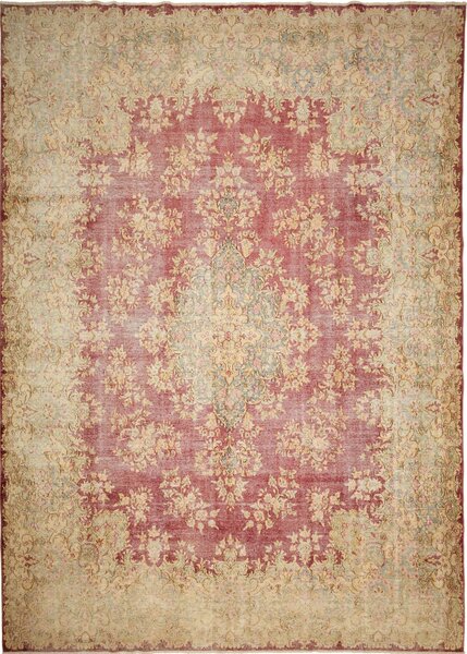 Tappeto Vintage Persia Medaglione Rosso Beige 296x415 Cm