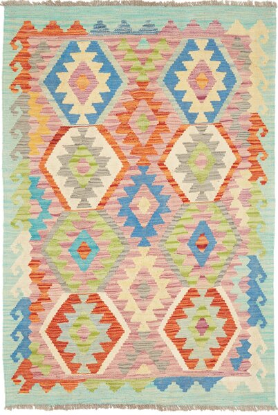 Tappeto Kilim Afghanistan Geometrico Multicolore Pastello 101x150 Cm