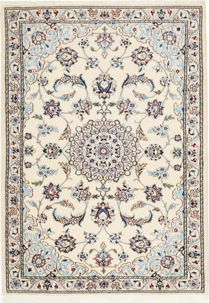 Tappeto Nain 6la Persia Medaglione Crema Blu 65x93 Cm