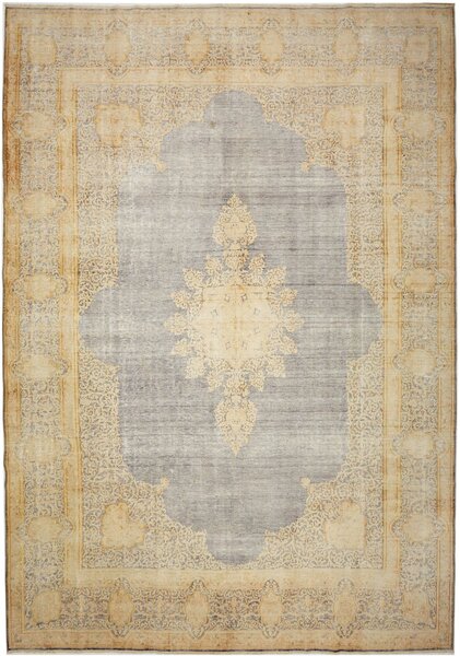 Tappeto Vintage Persia Medaglione Grigio Cenere Beige 293x422 Cm