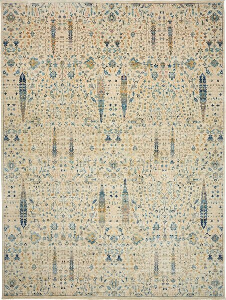 Tappeto Shahi Fine Pakistan Floreale Crema Azzurro 273x367 Cm