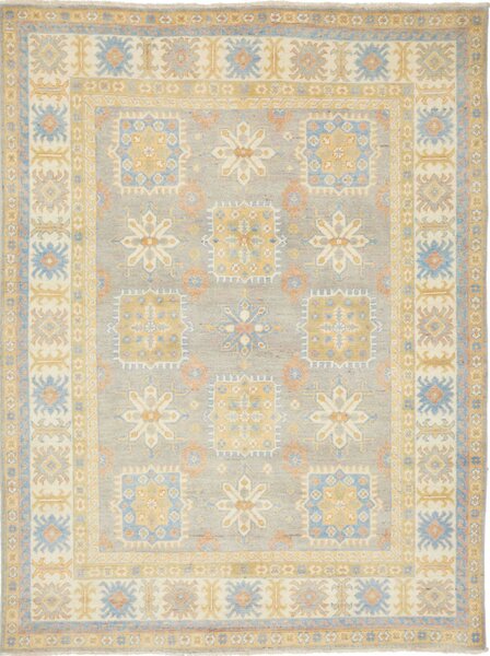 Tappeto Kazak Afghanistan Astratto Grigio Crema 150x196 Cm