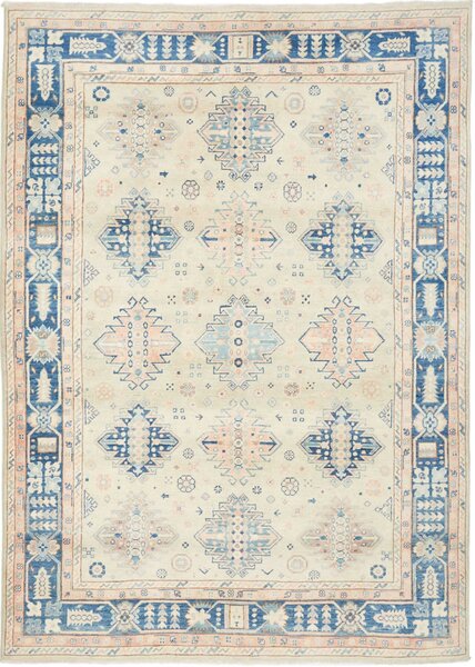 Tappeto Kazak Afghanistan Astratto Crema Blu 173x237 Cm
