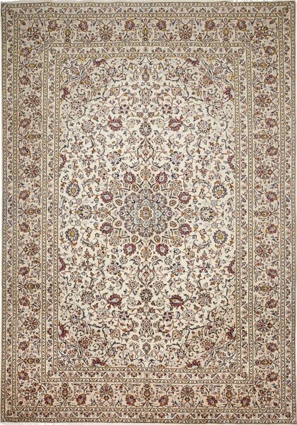 Tappeto Kashan Persia Medaglione Crema Rosso 248x358 Cm