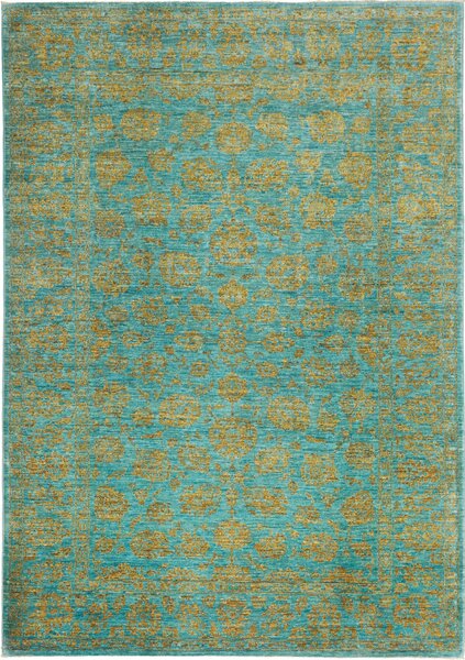 Tappeto Zigler Fine Pakistan Floreale Turchese Oro Antico 172x245 Cm