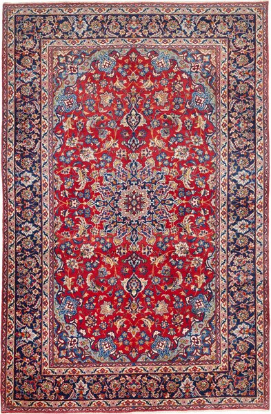 Tappeto Nadjafabad Persia Medaglione Rosso Blu 212x331 Cm