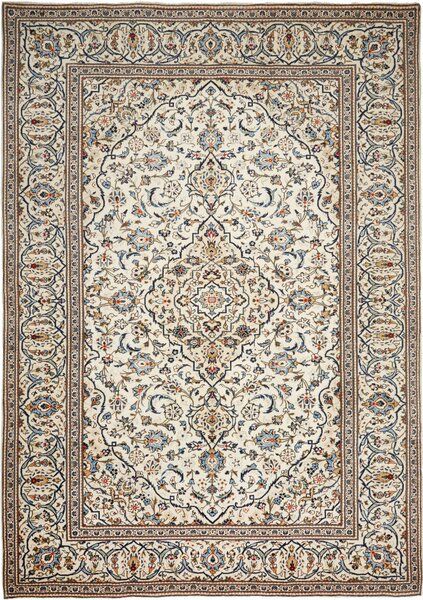 Tappeto Kashan Persia Medaglione Crema Blu 247x353 Cm