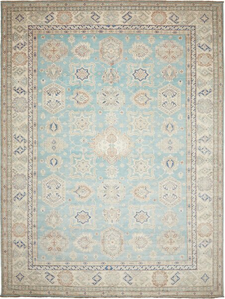 Tappeto Kazak Fine Pakistan Astratto Turchese Beige 276x365 Cm