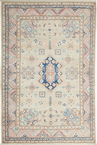 Tappeto Kazak Afghanistan Geometrico Verde Acqua Rosa 118x177 Cm