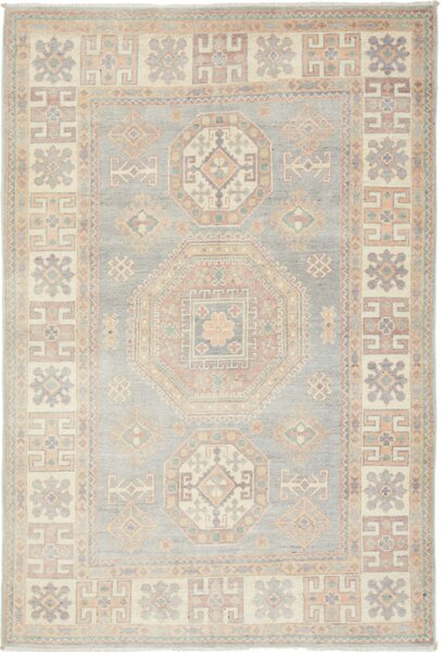 Tappeto Kazak Afghanistan Geometrico Azzurro Grigio Crema 118x176 Cm