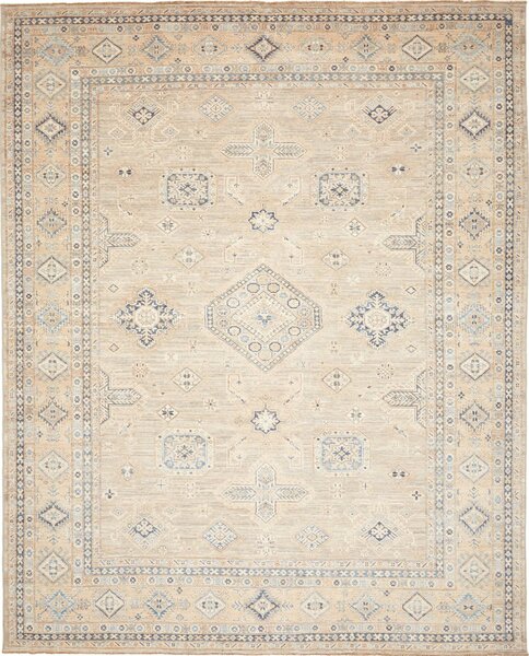 Tappeto Kazak Fine Pakistan Geometrico Beige Blu 248x309 Cm