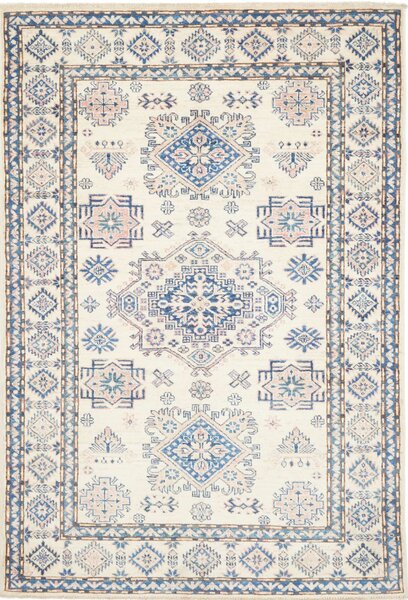 Tappeto Kazak Fine Pakistan Geometrico Crema Blu 121x177 Cm