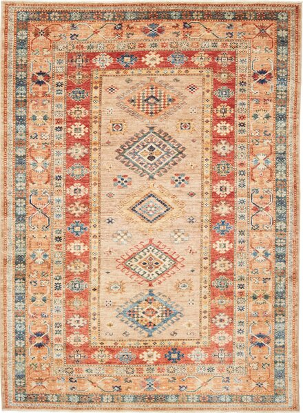 Tappeto Kazak Fine Pakistan Geometrico Beige Rosso 151x210 Cm