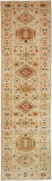 Tappeto Kazak Fine Pakistan Geometrico Beige Rosso 81x305 Cm