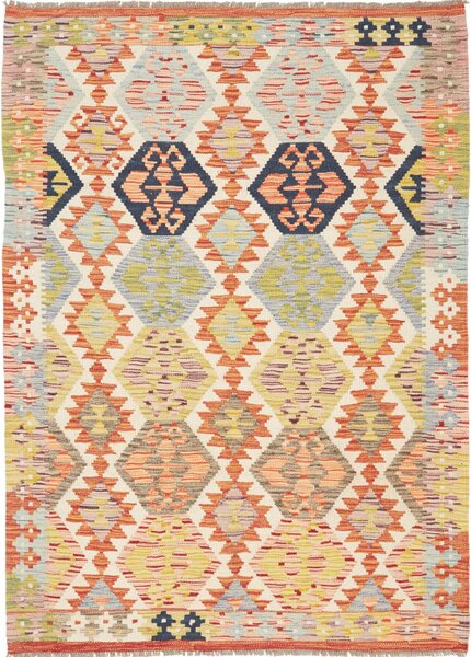 Tappeto Kilim Afghanistan Astratto Multicolore Vivace 126x181 Cm