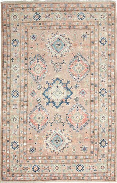 Tappeto Kazak Afghanistan Geometrico Beige Blu 115x182 Cm