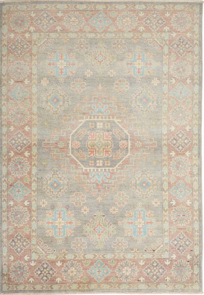 Tappeto Kazak Afghanistan Medaglione Grigio Terracotta 120x174 Cm