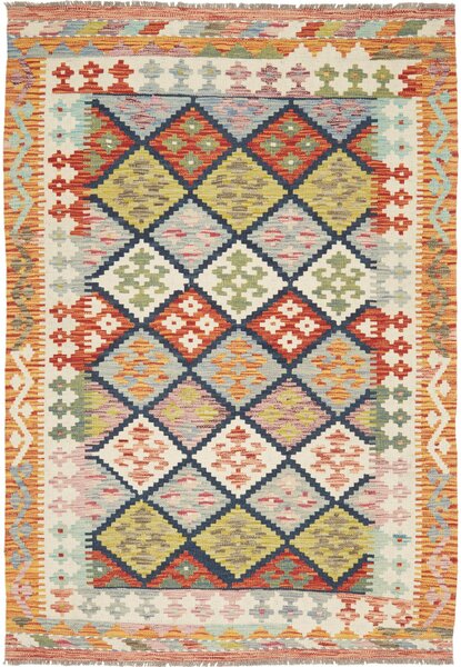 Tappeto Kilim Afghanistan Geometrico Variopinto 125x184 Cm