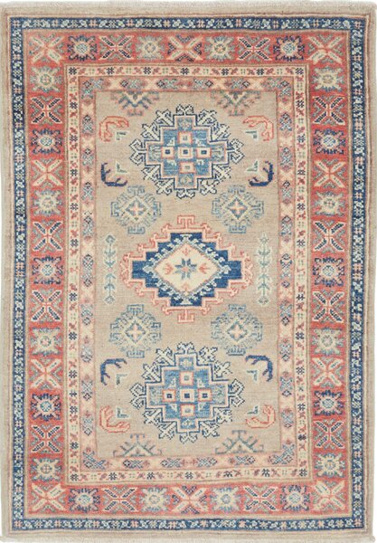 Tappeto Kazak Afghanistan Geometrico Beige Corallo 82x116 Cm