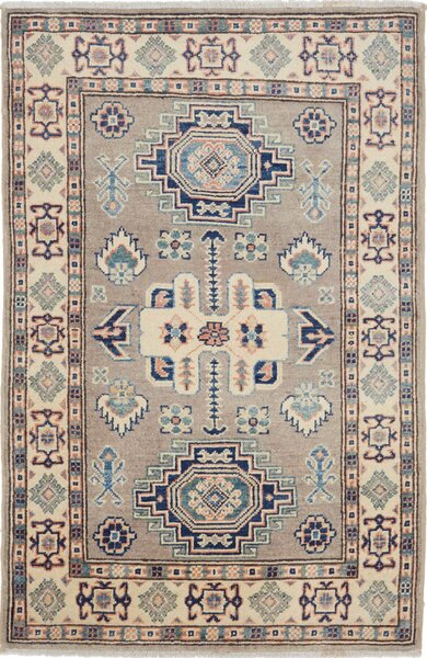 Tappeto Kazak Afghanistan Astratto Grigio Blu 83x125 Cm