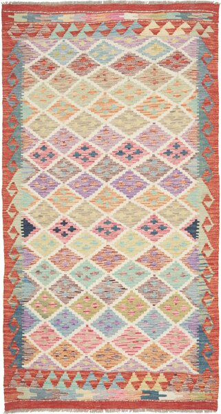 Tappeto Kilim Afghanistan Geometrico Multicolore Terracotta 101x190 Cm