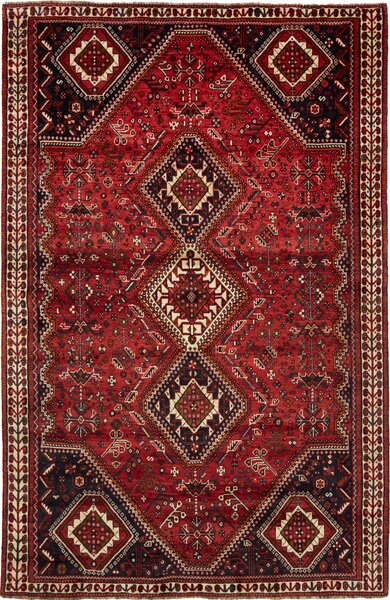 Tappeto Shiraz Persia Geometrico Rosso Blu 183x285 Cm
