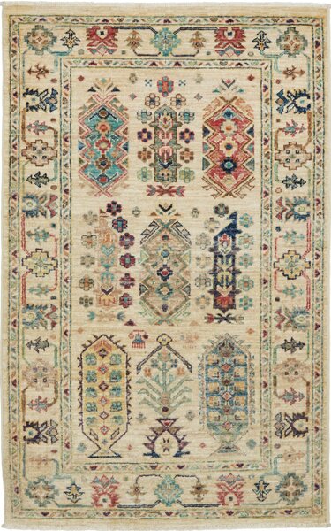 Tappeto Tribal Pakistan Geometrico Beige Multicolore 77x122 Cm