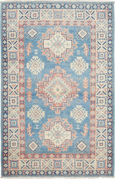 Tappeto Kazak Afghanistan Geometrico Blu Beige 82x127 Cm