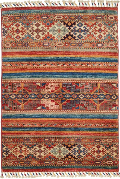 Tappeto Samarkand Pakistan Astratto Rosso Blu 79x115 Cm