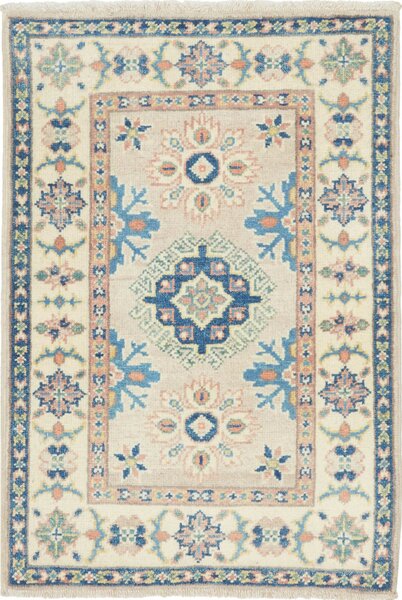 Tappeto Kazak Afghanistan Medaglione Beige Blu 60x85 Cm