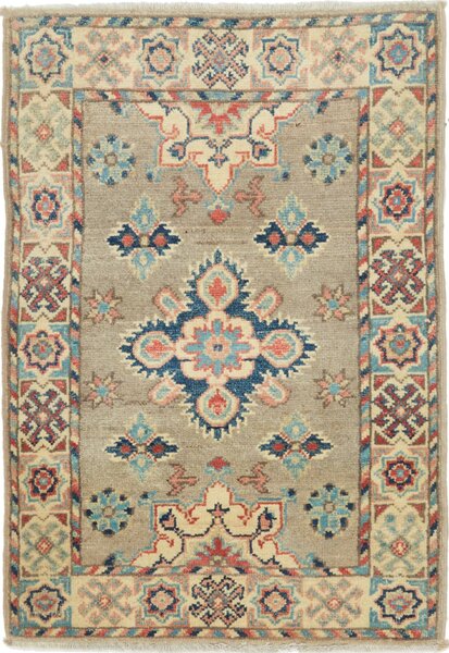 Tappeto Kazak Afghanistan Geometrico Beige Blu 63x91 Cm