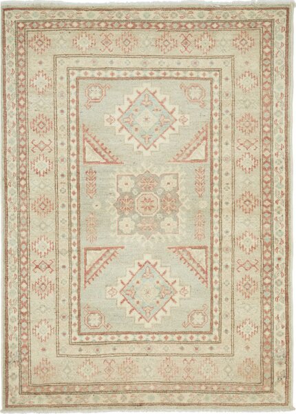 Tappeto Kazak Afghanistan Geometrico Celeste Beige 103x143 Cm