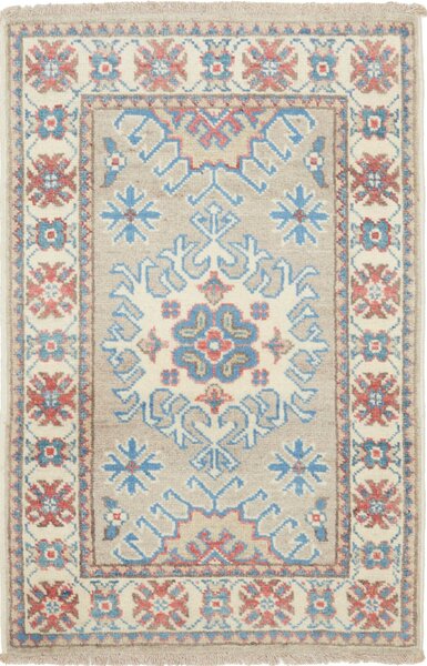 Tappeto Kazak Afghanistan Geometrico Beige Azzurro 57x89 Cm