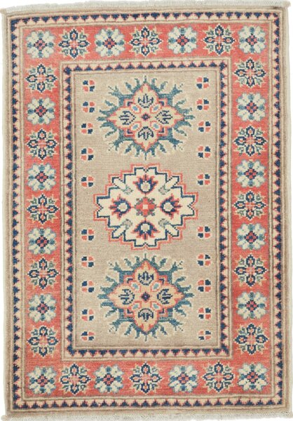 Tappeto Kazak Afghanistan Astratto Beige Corallo Blu 64x90 Cm