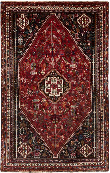 Tappeto Shiraz Persia Medaglione Rosso Blu 174x274 Cm