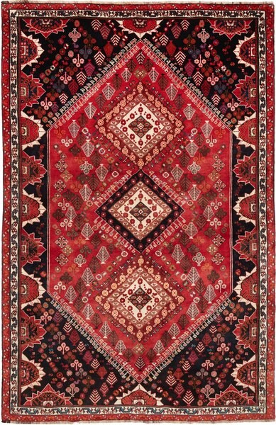 Tappeto Shiraz Persia Geometrico Rosso Nero 176x270 Cm