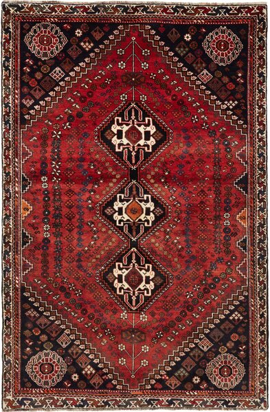 Tappeto Shiraz Persia Astratto Rosso Blu Scuro 172x267 Cm
