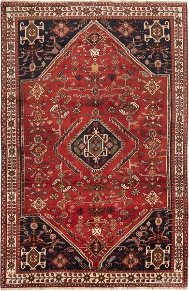 Tappeto Shiraz Persia Geometrico Rosso Blu Notte 158x246 Cm
