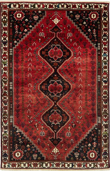 Tappeto Shiraz Persia Astratto Rosso Scuro Nero 163x253 Cm