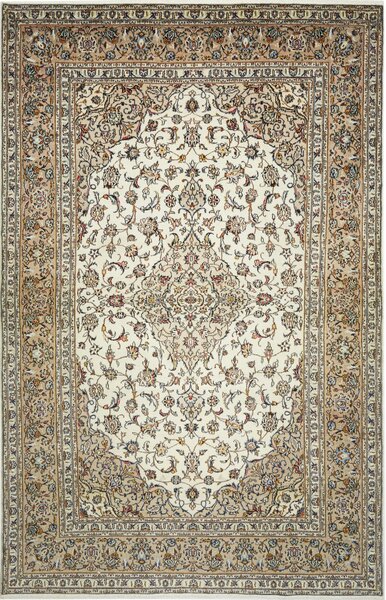 Tappeto Kashan Persia Medaglione Avorio Beige 198x312 Cm