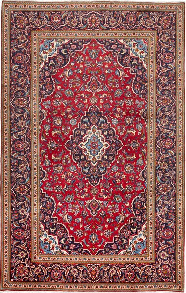 Tappeto Ardakan Persia Medaglione Rosso Blu Scuro 197x313 Cm