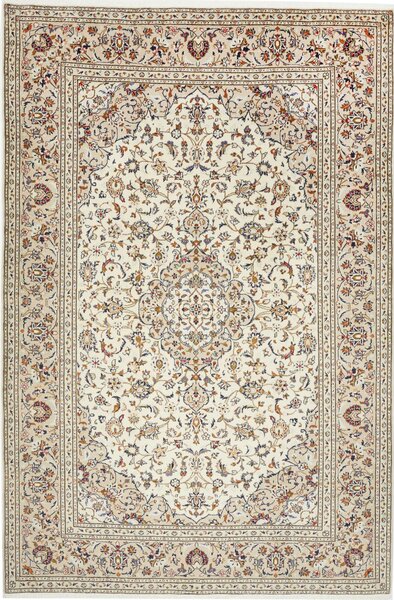 Tappeto Kashan Persia Medaglione Avorio Blu 202x308 Cm