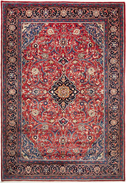Tappeto Sarough Persia Medaglione Rosso Blu 210x310 Cm