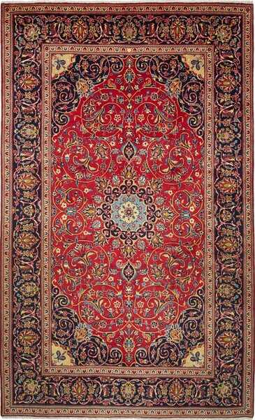 Tappeto Ardakan Persia Medaglione Rosso Blu Scuro 196x327 Cm